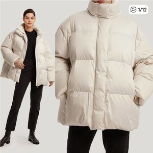 Nap Lounge Ivory Matte Quilted Duck Down Oversized Puffer Jacket